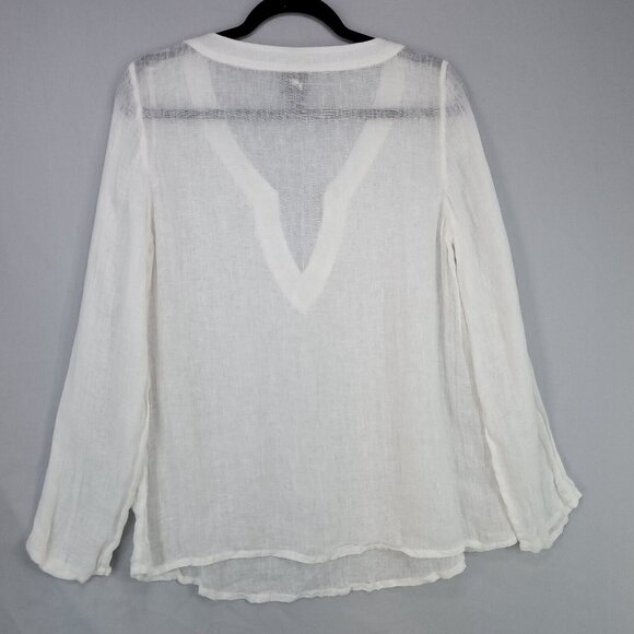 Eileen Fisher Linen Shirt Gauze Long Sleeve Size Small Sheer Coastal Grandma Lux - Picture 2 of 11